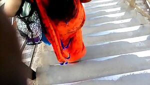Big ASS In Orange Saree !